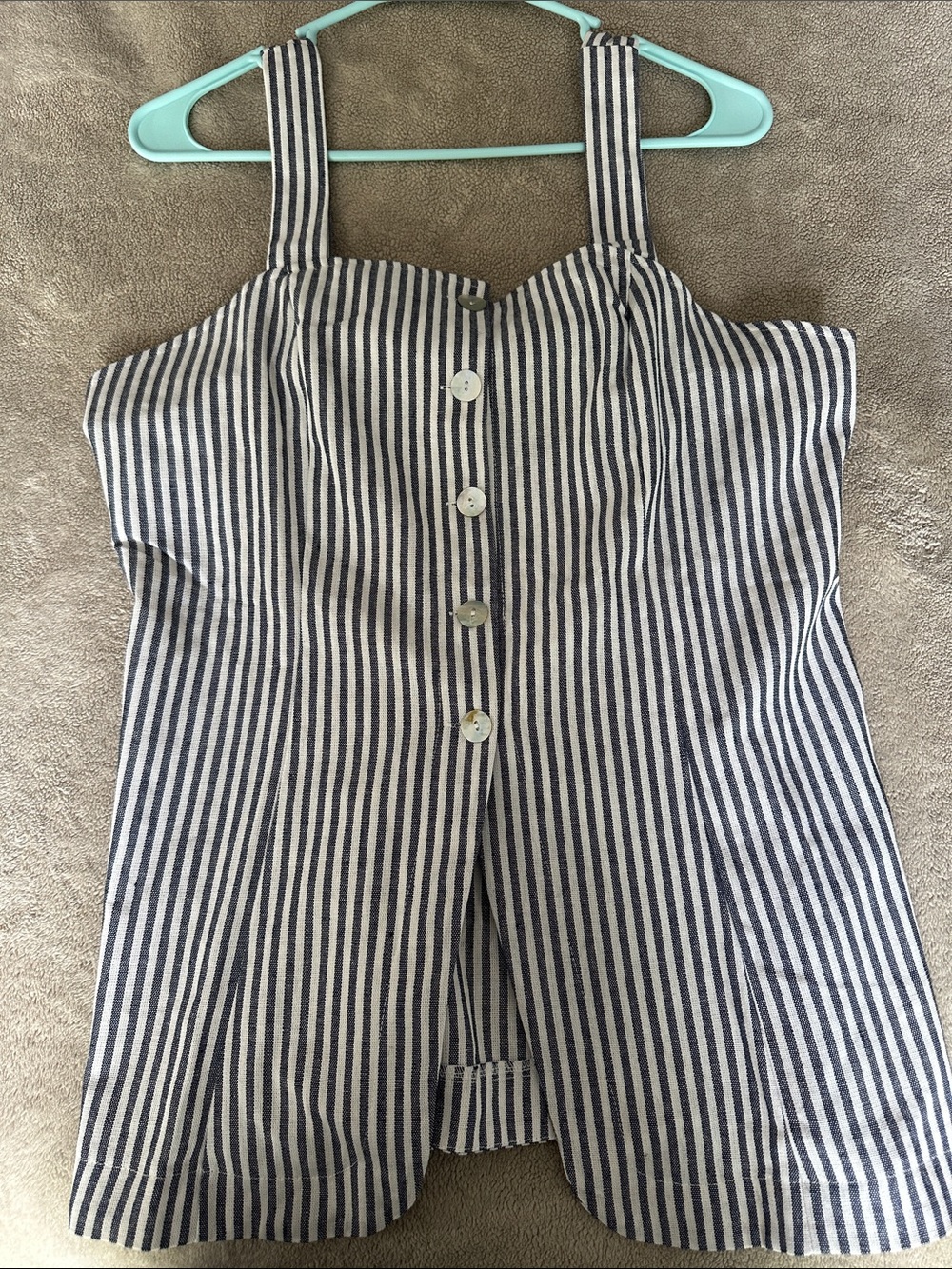 Striped Navy & White Button-Front Tank Top